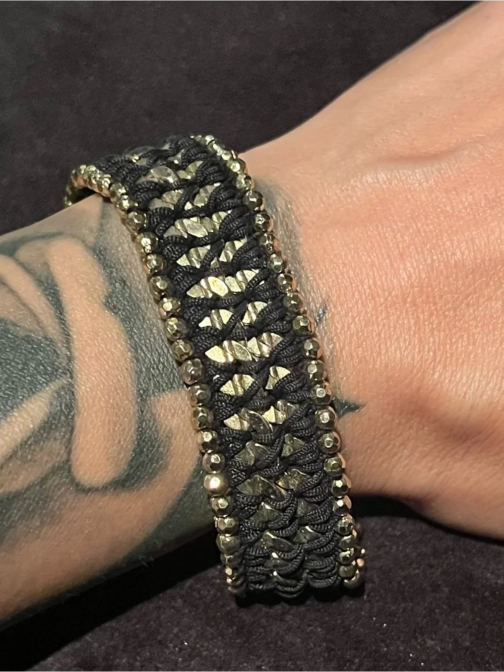 Stella & Dot Black and Gold Woven Bead Bracelet